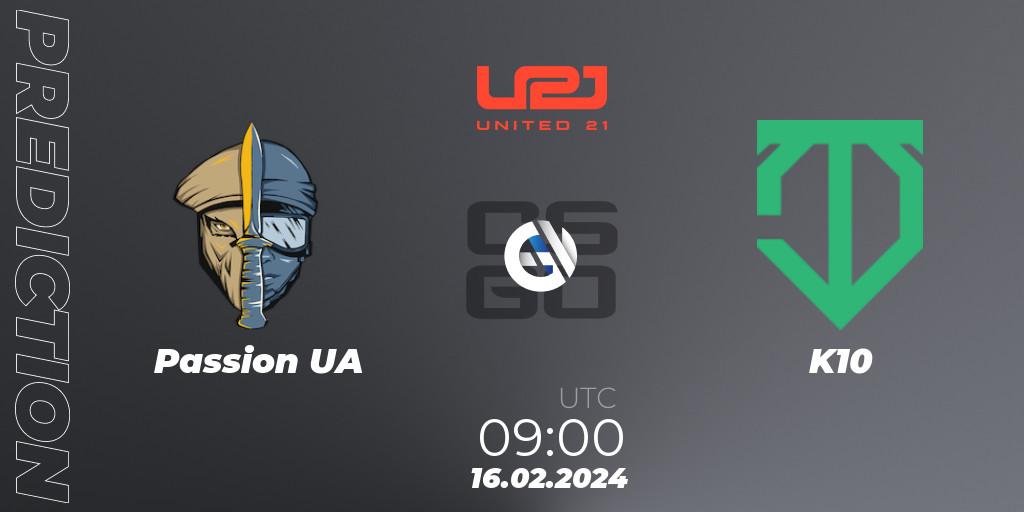 Passion UA - K10: прогноз. 16.02.2024 at 09:00, Counter-Strike (CS2), United21 Season 11