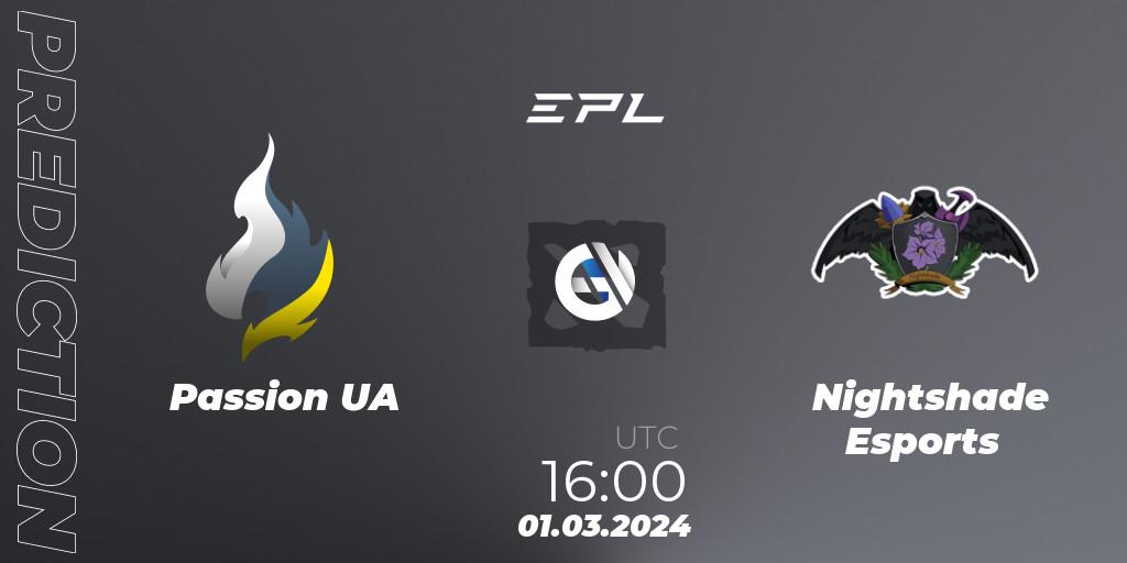 Passion UA - Nightshade Esports: прогноз. 01.03.2024 at 16:02, Dota 2, European Pro League Season 17: Division 2