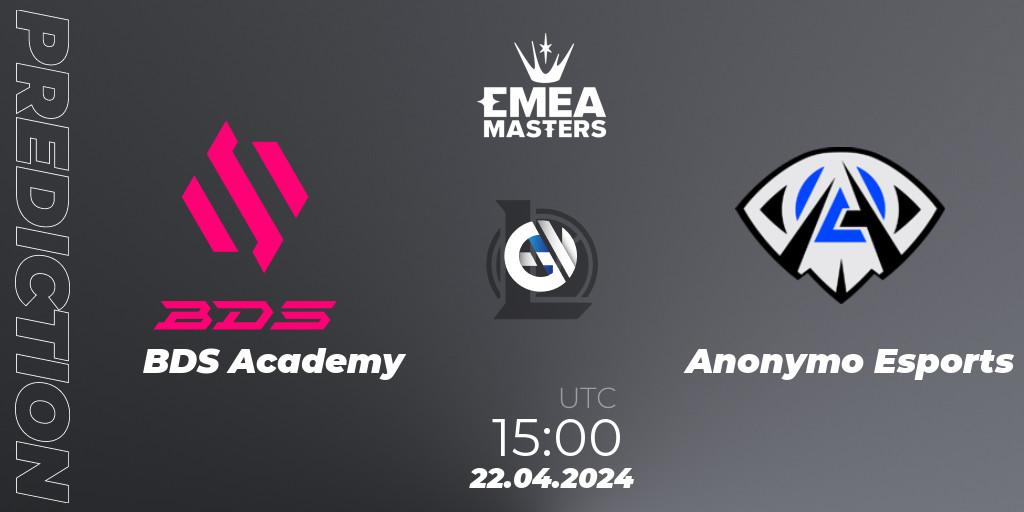 BDS Academy - Anonymo Esports: прогноз. 22.04.24, LoL, EMEA Masters Spring 2024 - Playoffs
