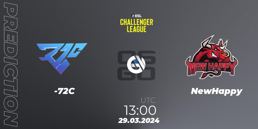-72C - NewHappy: прогноз. 29.03.2024 at 13:00, Counter-Strike (CS2), ESL Challenger League Season 47: Asia