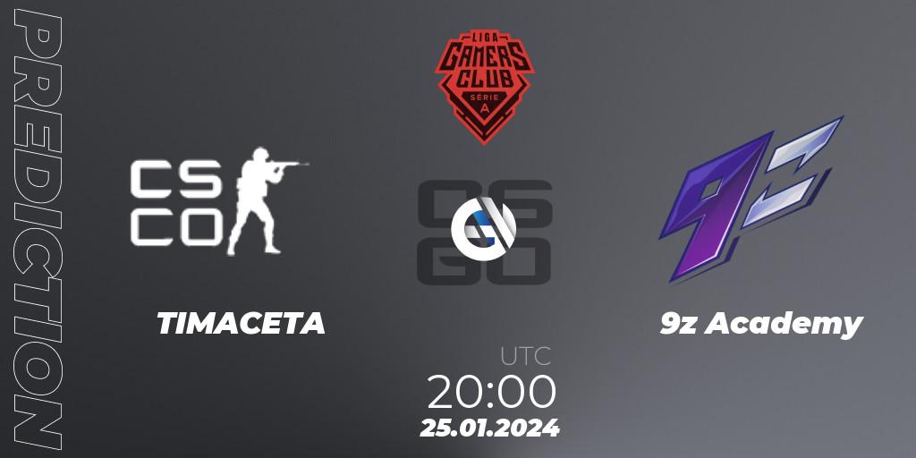 TIMACETA - 9z Academy: прогноз. 25.01.2024 at 20:00, Counter-Strike (CS2), Gamers Club Liga Série A: January 2024