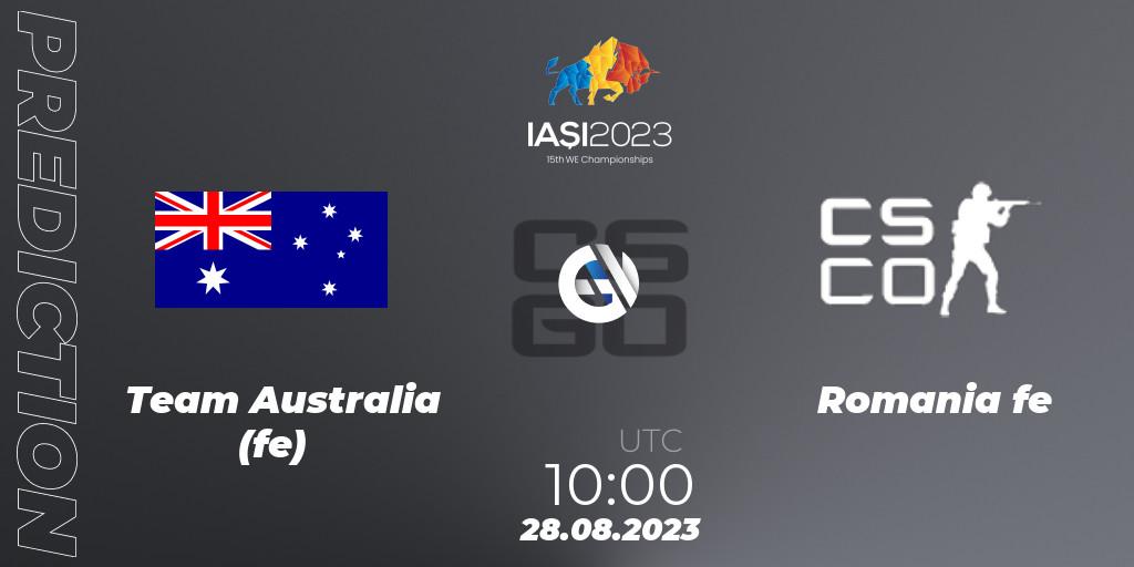 Team Australia (fe) - Romania fe: прогноз. 28.08.2023 at 10:00, Counter-Strike (CS2), IESF Female World Esports Championship 2023