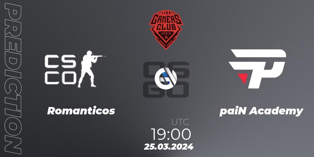 Romanticos - paiN Academy: прогноз. 25.03.2024 at 19:00, Counter-Strike (CS2), Gamers Club Liga Série A: March 2024
