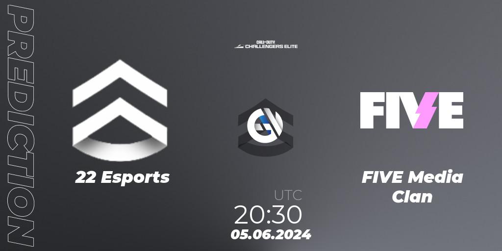 22 Esports - FIVE Media Clan: прогноз. 05.06.2024 at 19:30, Call of Duty, Call of Duty Challengers 2024 - Elite 3: EU