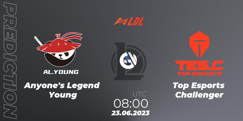 Anyone's Legend Young - Top Esports Challenger: прогноз. 23.06.2023 at 09:00, LoL, LDL 2023 - Regular Season - Stage 3