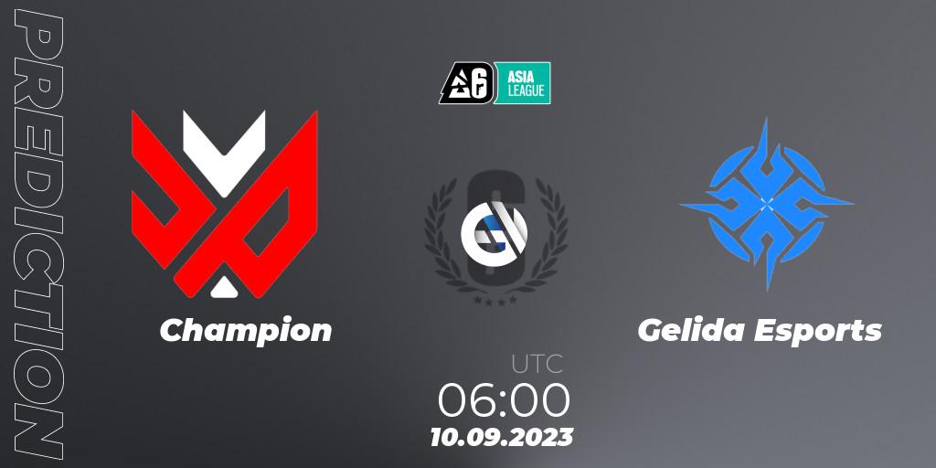 Champion - Gelida Esports: прогноз. 10.09.2023 at 06:00, Rainbow Six, SEA League 2023 - Stage 2