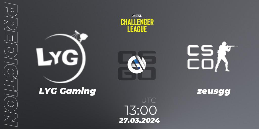LYG Gaming - zeusgg: прогноз. 27.03.24, CS2 (CS:GO), ESL Challenger League Season 47: Asia
