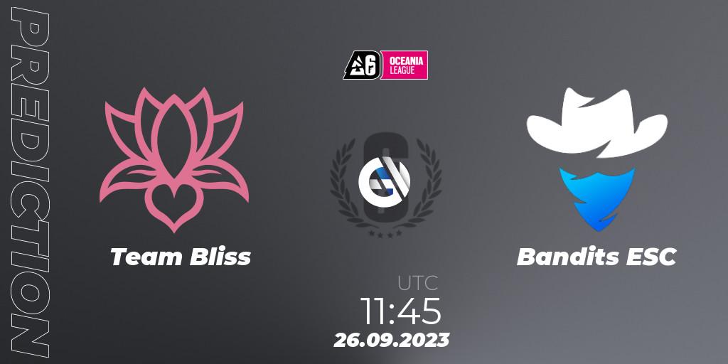 Team Bliss - Bandits ESC: прогноз. 26.09.2023 at 11:45, Rainbow Six, Oceania League 2023 - Stage 2