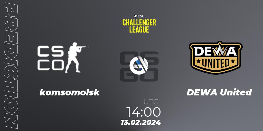 komsomolsk - DEWA United: прогноз. 13.02.2024 at 14:00, Counter-Strike (CS2), ESL Challenger League Season 47: Asia