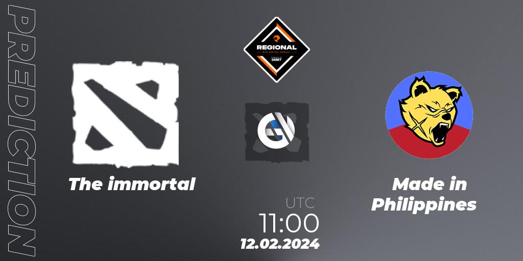 The immortal - Made in Philippines: прогноз. 12.02.2024 at 13:00, Dota 2, RES Regional Series: SEA #1