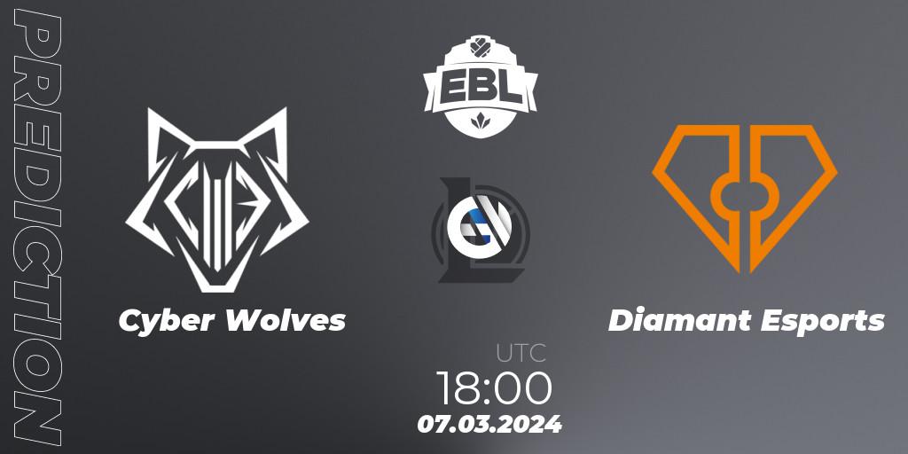 Cyber Wolves - Diamant Esports: прогноз. 07.03.2024 at 18:00, LoL, Esports Balkan League Season 14