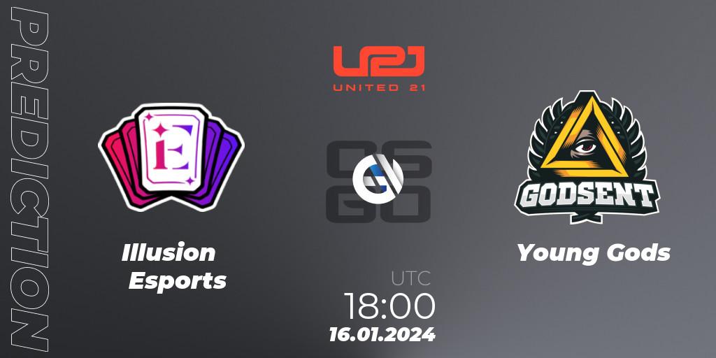 Illusion Esports - Young Gods: прогноз. 16.01.2024 at 18:00, Counter-Strike (CS2), United21 Season 10: Division 2