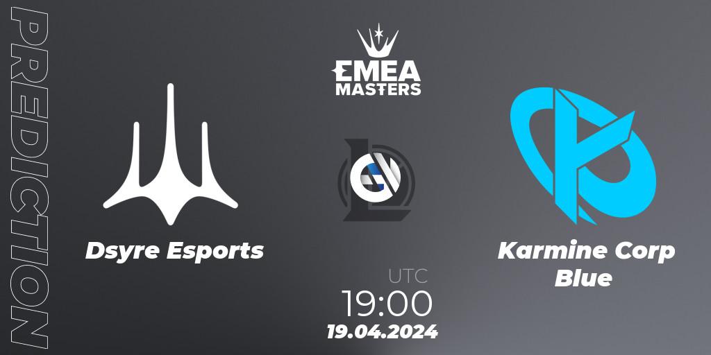 Dsyre Esports - Karmine Corp Blue: прогноз. 19.04.24, LoL, EMEA Masters Spring 2024 - Group Stage