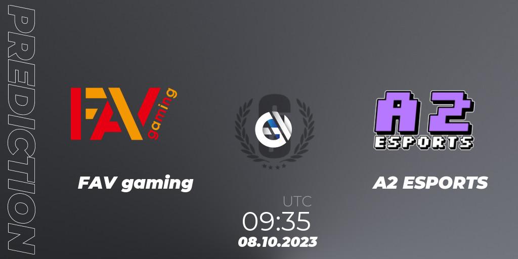 FAV gaming - A2 ESPORTS: прогноз. 08.10.2023 at 09:35, Rainbow Six, Japan League 2023 - Stage 2 - Last Chance Qualifiers