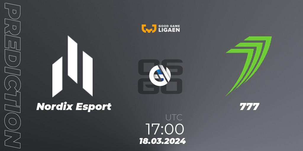 Nordix Esport - 777: прогноз. 18.03.2024 at 18:00, Counter-Strike (CS2), Good Game-ligaen Spring 2024
