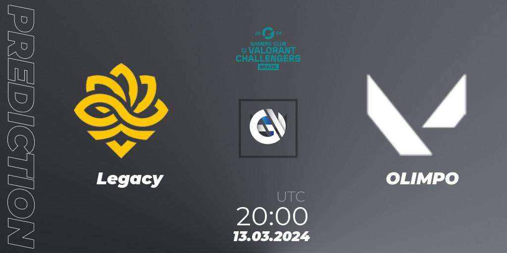 Legacy - OLIMPO: прогноз. 13.03.2024 at 20:00, VALORANT, VALORANT Challengers Brazil 2024: Split 1