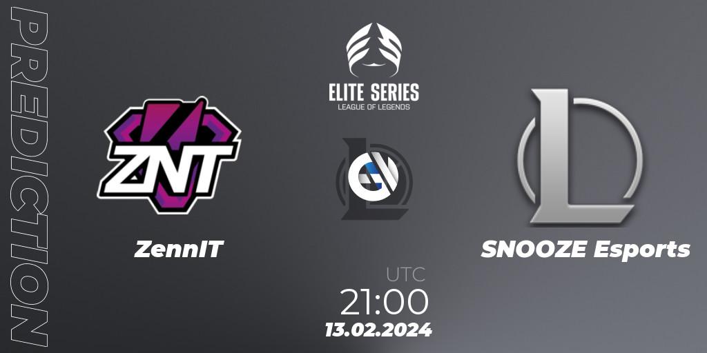ZennIT - SNOOZE Esports: прогноз. 13.02.24, LoL, Elite Series Spring 2024