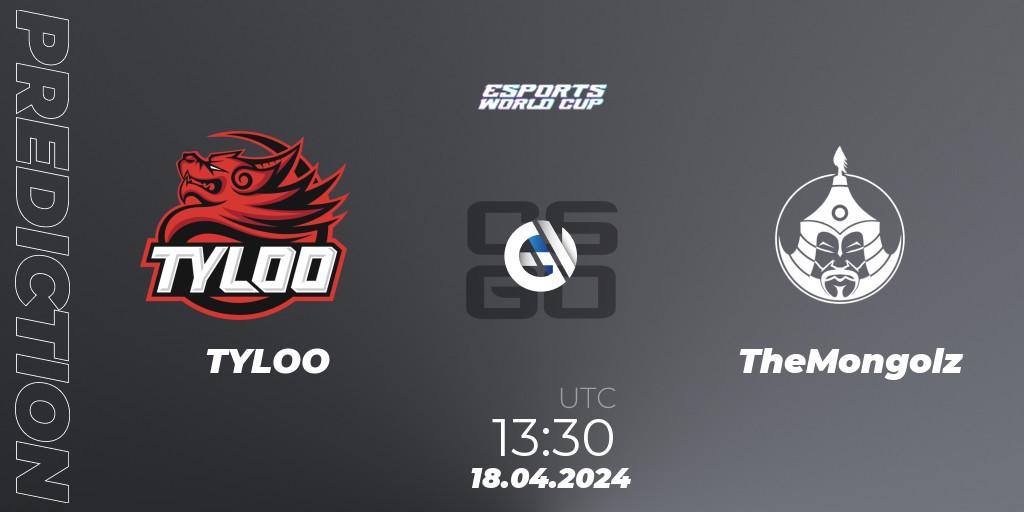 TYLOO - TheMongolz: прогноз. 18.04.2024 at 13:30, Counter-Strike (CS2), Esports World Cup 2024: Asian Closed Qualifier