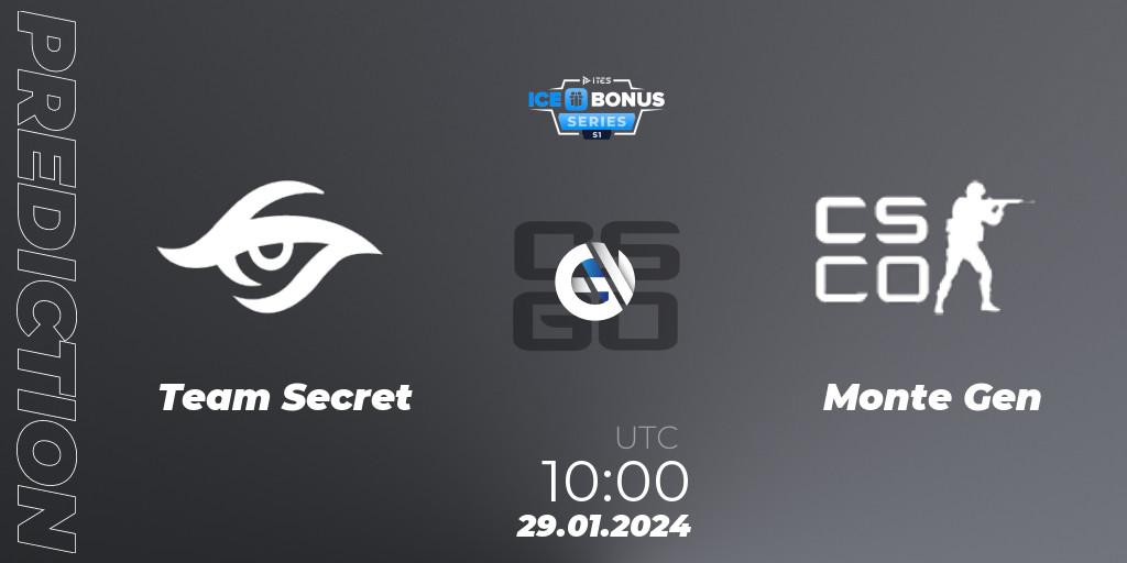 Team Secret - Monte Gen: прогноз. 29.01.2024 at 10:00, Counter-Strike (CS2), IceBonus Series #1