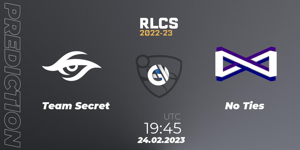 Team Secret - No Ties: прогноз. 24.02.2023 at 19:45, Rocket League, RLCS 2022-23 - Winter: South America Regional 3 - Winter Invitational