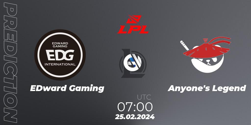 EDward Gaming - Anyone's Legend: прогноз. 25.02.2024 at 07:00, LoL, LPL Spring 2024 - Group Stage