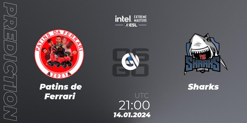 Patins de Ferrari - Sharks: прогноз. 14.01.2024 at 21:25, Counter-Strike (CS2), Intel Extreme Masters China 2024: South American Open Qualifier #1