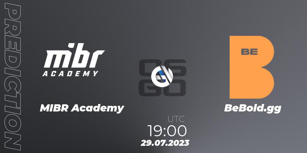 MIBR Academy - BeBold.gg: прогноз. 29.07.2023 at 19:00, Counter-Strike (CS2), Gamers Club Liga Série A: July 2023