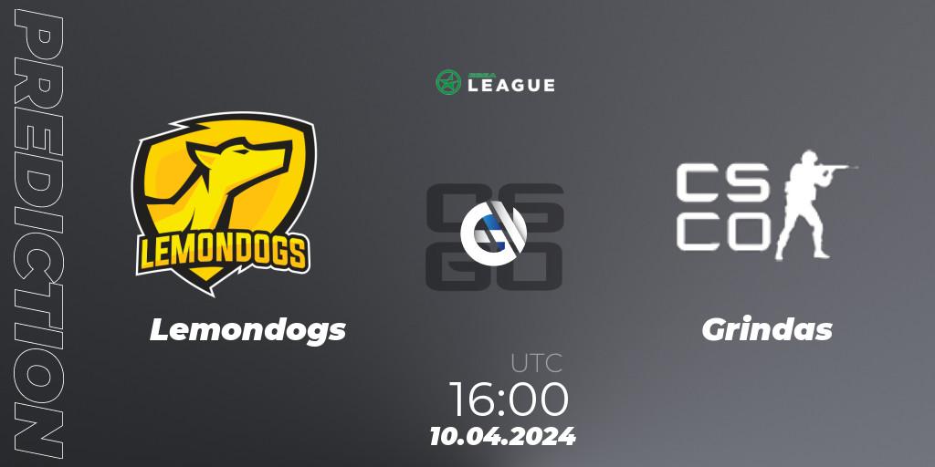 Lemondogs - Grindas: прогноз. 10.04.2024 at 16:00, Counter-Strike (CS2), ESEA Season 49: Advanced Division - Europe