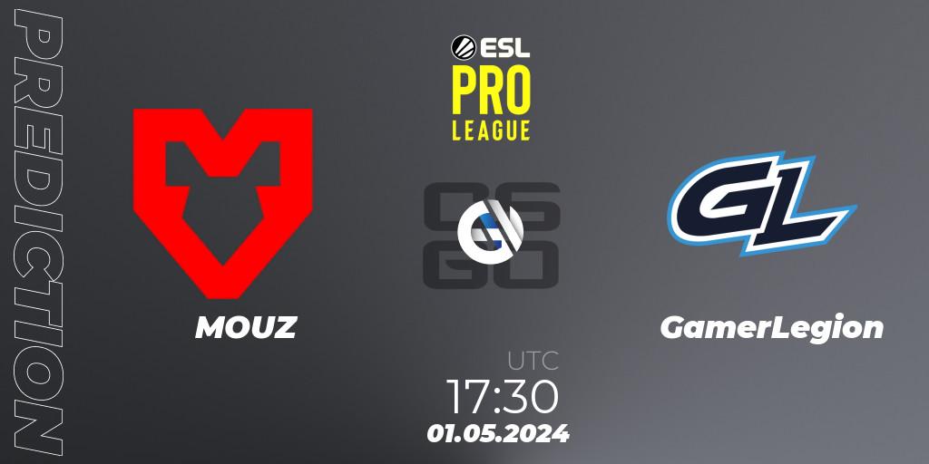 MOUZ - GamerLegion: прогноз. 01.05.2024 at 14:30, Counter-Strike (CS2), ESL Pro League Season 19