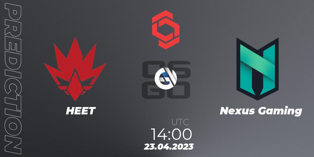 HEET - Nexus Gaming: прогноз. 23.04.23, CS2 (CS:GO), CCT Central Europe Series #6