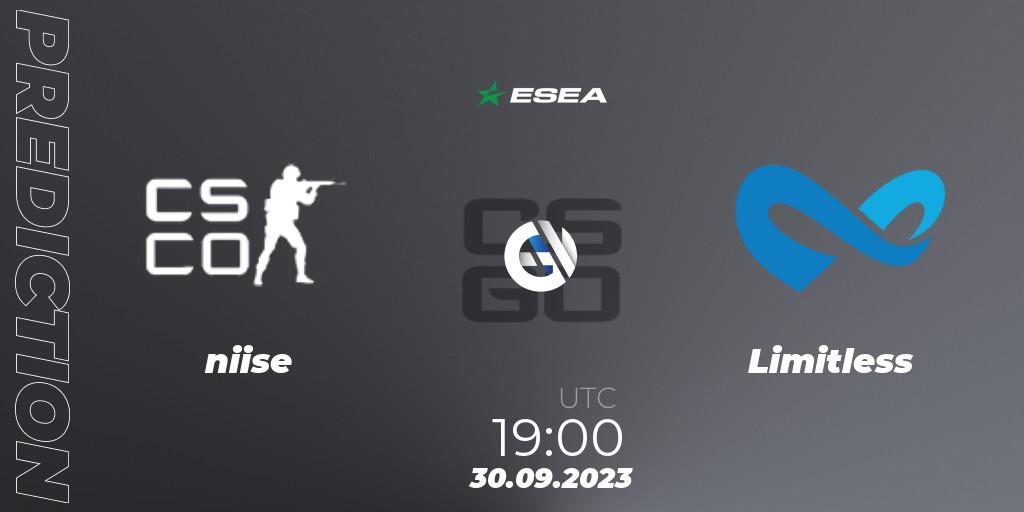 niise - Limitless: прогноз. 01.10.2023 at 00:00, Counter-Strike (CS2), ESEA Advanced Season 46 North America