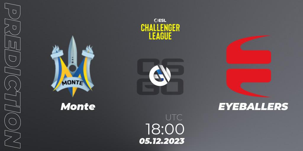 Monte - EYEBALLERS: прогноз. 05.12.23, CS2 (CS:GO), ESL Challenger League Season 46: Europe