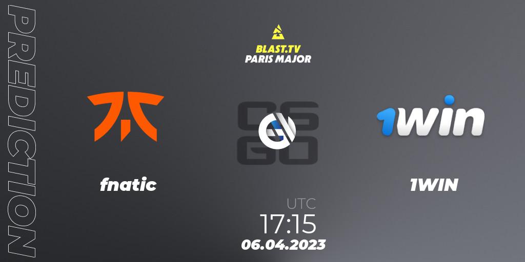 fnatic - 1WIN: прогноз. 06.04.2023 at 16:45, Counter-Strike (CS2), BLAST.tv Paris Major 2023 Europe RMR A