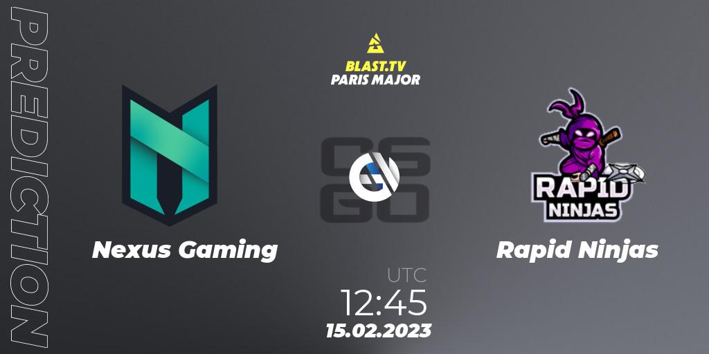 Nexus Gaming - Rapid Ninjas: прогноз. 15.02.23, CS2 (CS:GO), BLAST.tv Paris Major 2023 Europe RMR Open Qualifier 2