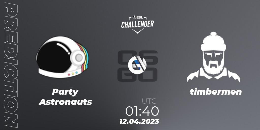 Party Astronauts - timbermen: прогноз. 12.04.2023 at 01:40, Counter-Strike (CS2), ESL Challenger Katowice 2023: North American Open Qualifier