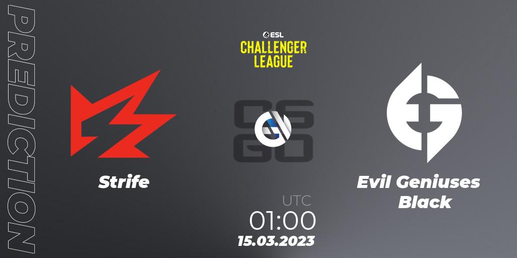 Strife - Evil Geniuses Black: прогноз. 15.03.23, CS2 (CS:GO), ESL Challenger League Season 44: North America