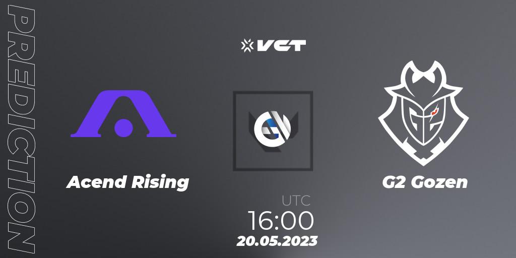Acend Rising - G2 Gozen: прогноз. 20.05.2023 at 16:00, VALORANT, VCT Game Changers EMEA 2023 Playoffs