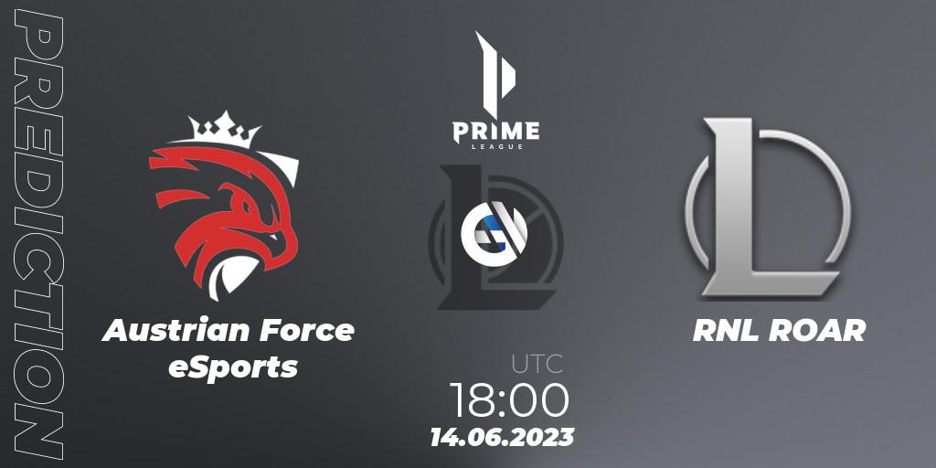 Austrian Force eSports - RNL ROAR: прогноз. 14.06.2023 at 18:00, LoL, Prime League 2nd Division Summer 2023