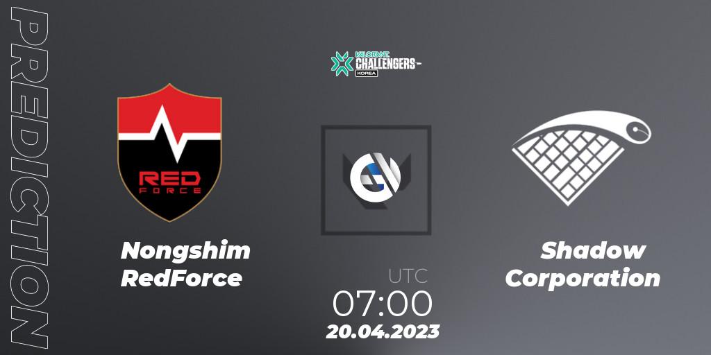 Nongshim RedForce - Shadow Corporation: прогноз. 20.04.23, VALORANT, VALORANT Challengers 2023: Korea Split 2 - Regular League