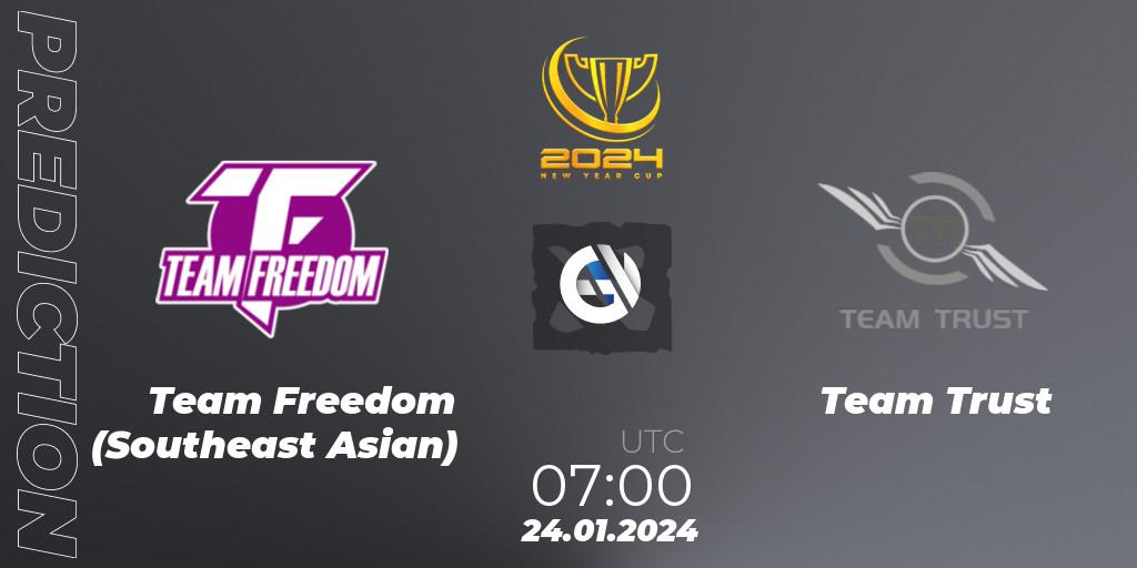 Team Freedom (Southeast Asian) - Team Trust: прогноз. 24.01.2024 at 07:02, Dota 2, New Year Cup 2024