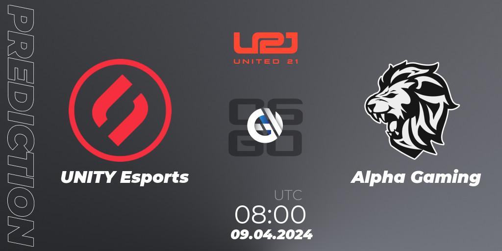 UNITY Esports - Alpha Gaming: прогноз. 09.04.2024 at 08:00, Counter-Strike (CS2), United21 Season 14
