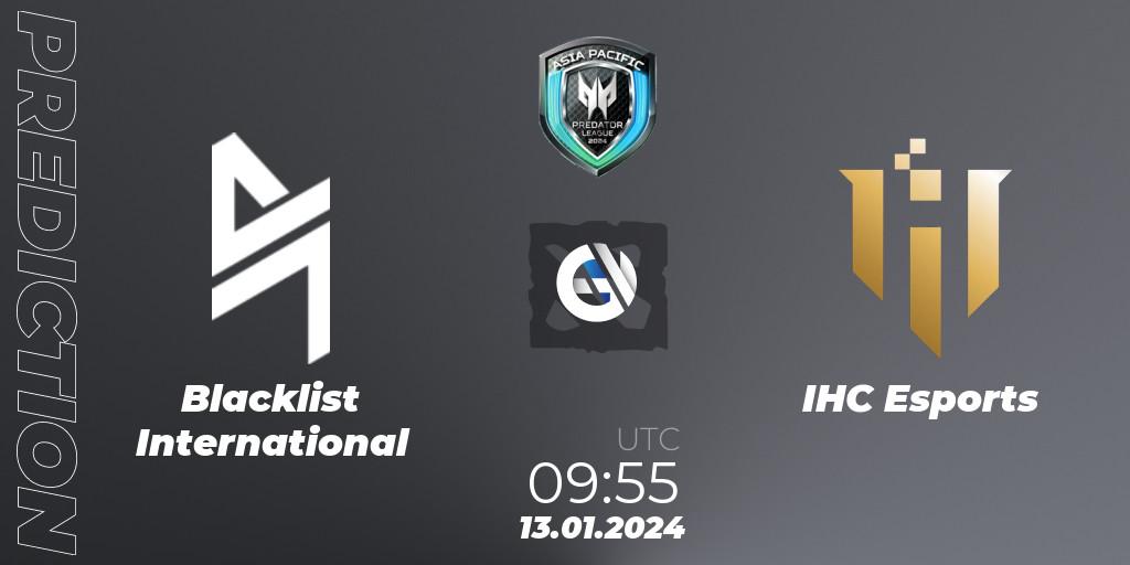 Blacklist International - IHC Esports: прогноз. 13.01.2024 at 11:31, Dota 2, Asia Pacific Predator League 2024