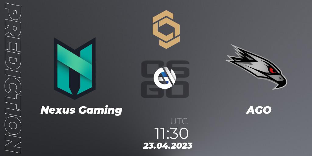 Nexus Gaming - AGO: прогноз. 23.04.2023 at 11:30, Counter-Strike (CS2), CCT South Europe Series #4