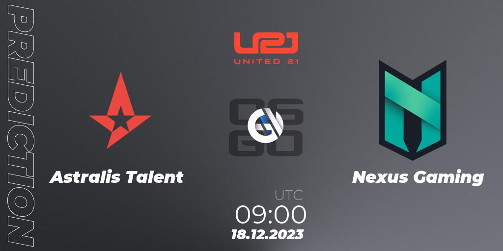 Astralis Talent - Nexus Gaming: прогноз. 18.12.2023 at 10:00, Counter-Strike (CS2), United21 Season 9