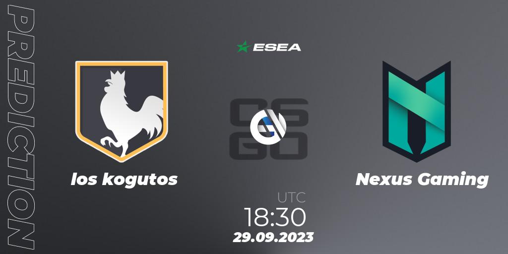 los kogutos - Nexus Gaming: прогноз. 29.09.23, CS2 (CS:GO), ESEA Advanced Season 46 Europe