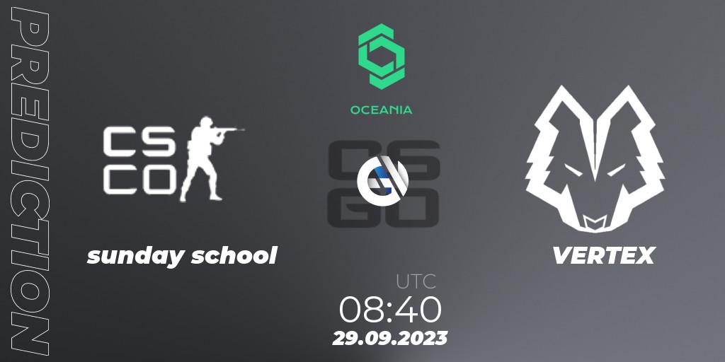 sunday school - VERTEX: прогноз. 29.09.2023 at 08:40, Counter-Strike (CS2), CCT Oceania Series #2