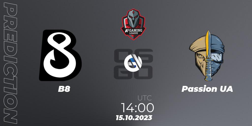 B8 - Passion UA: прогноз. 15.10.2023 at 13:30, Counter-Strike (CS2), A1 Gaming League Season 7