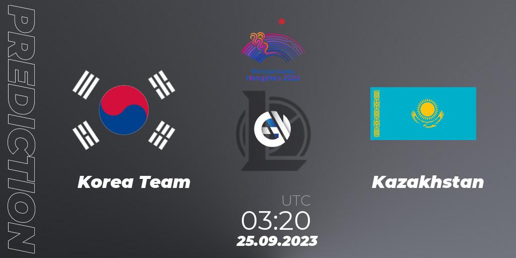 Korea Team - Kazakhstan: прогноз. 25.09.2023 at 03:20, LoL, 2022 Asian Games