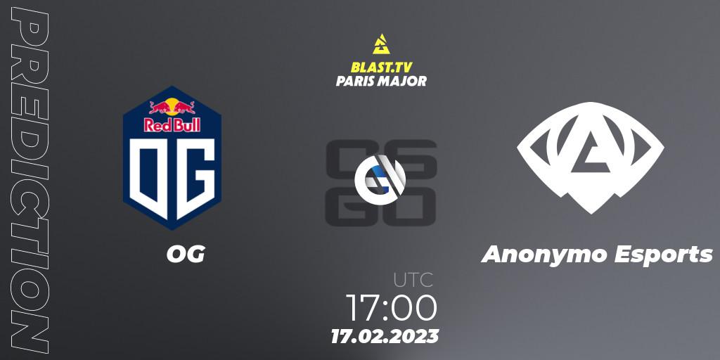 OG - Anonymo Esports: прогноз. 17.02.23, CS2 (CS:GO), BLAST.tv Paris Major 2023 Europe RMR Closed Qualifier B