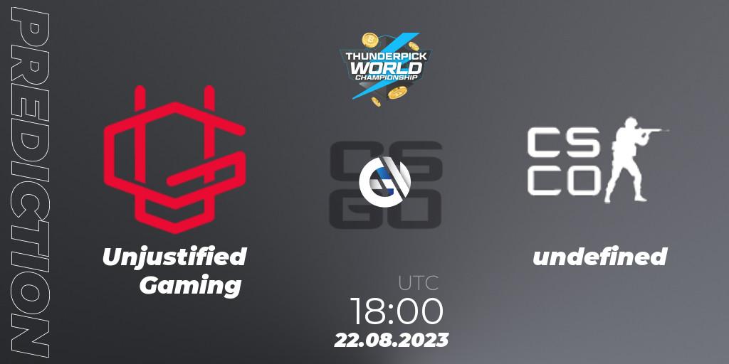 Unjustified Gaming - undefined(USA): прогноз. 22.08.2023 at 18:00, Counter-Strike (CS2), Thunderpick World Championship 2023: North American Qualifier #2